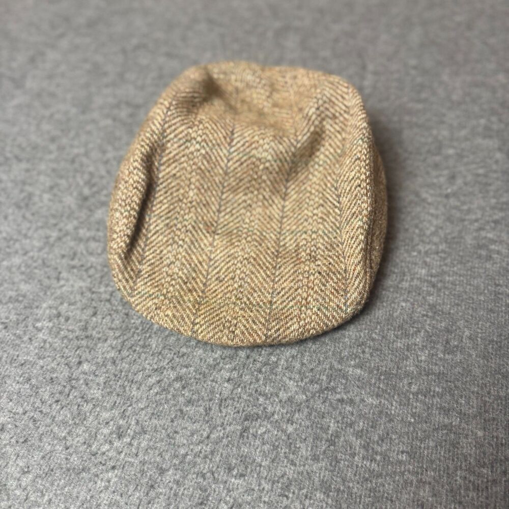 Vintage Pendleton Green Herringbone Wool Newsboy Cabbie Cap Hat Medium USA